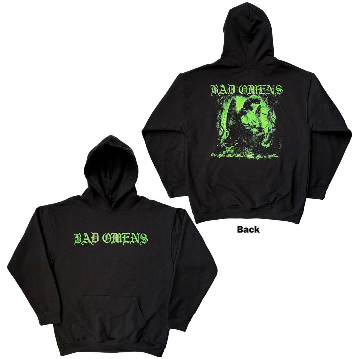 Bad Omens Pullover Hoodie: Green Angel (Black)(Back Print) product image 1