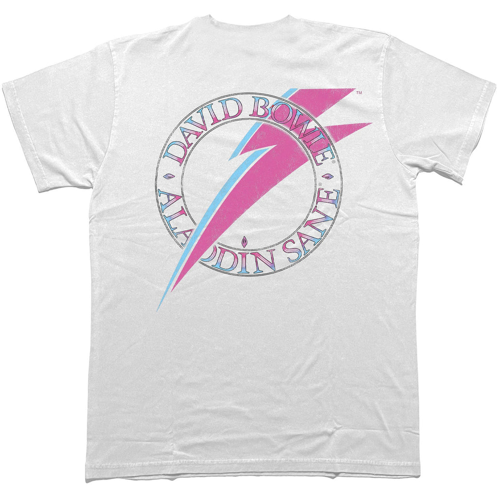 David Bowie T-Shirt: Aladdin Sane Photos (White) (Back & product image 2