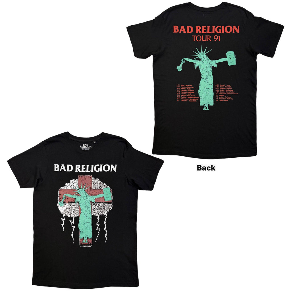 Bad Religion T-Shirt: Liberty '91 Tour (Black) (Back Print) product image 1