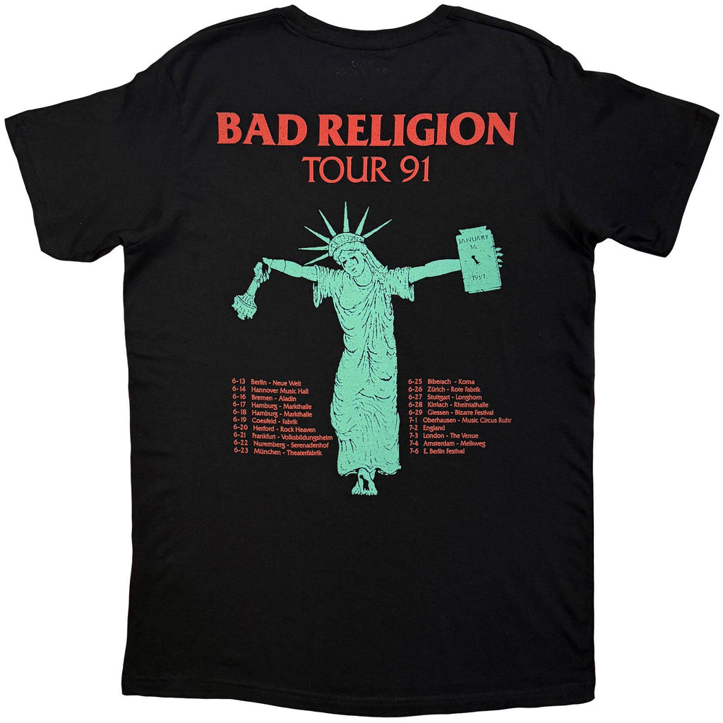 Bad Religion T-Shirt: Liberty '91 Tour (Black) (Back Print) product image 2