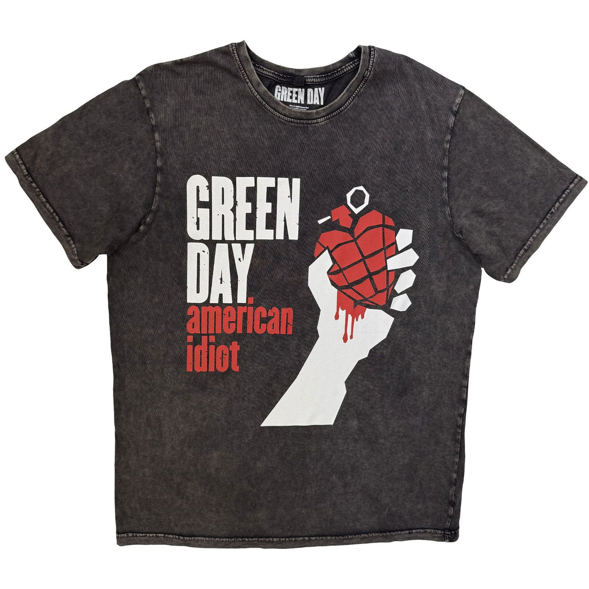 Green Day Stone Wash T-Shirt: American Idiot (Charcoal Grey) product image 1
