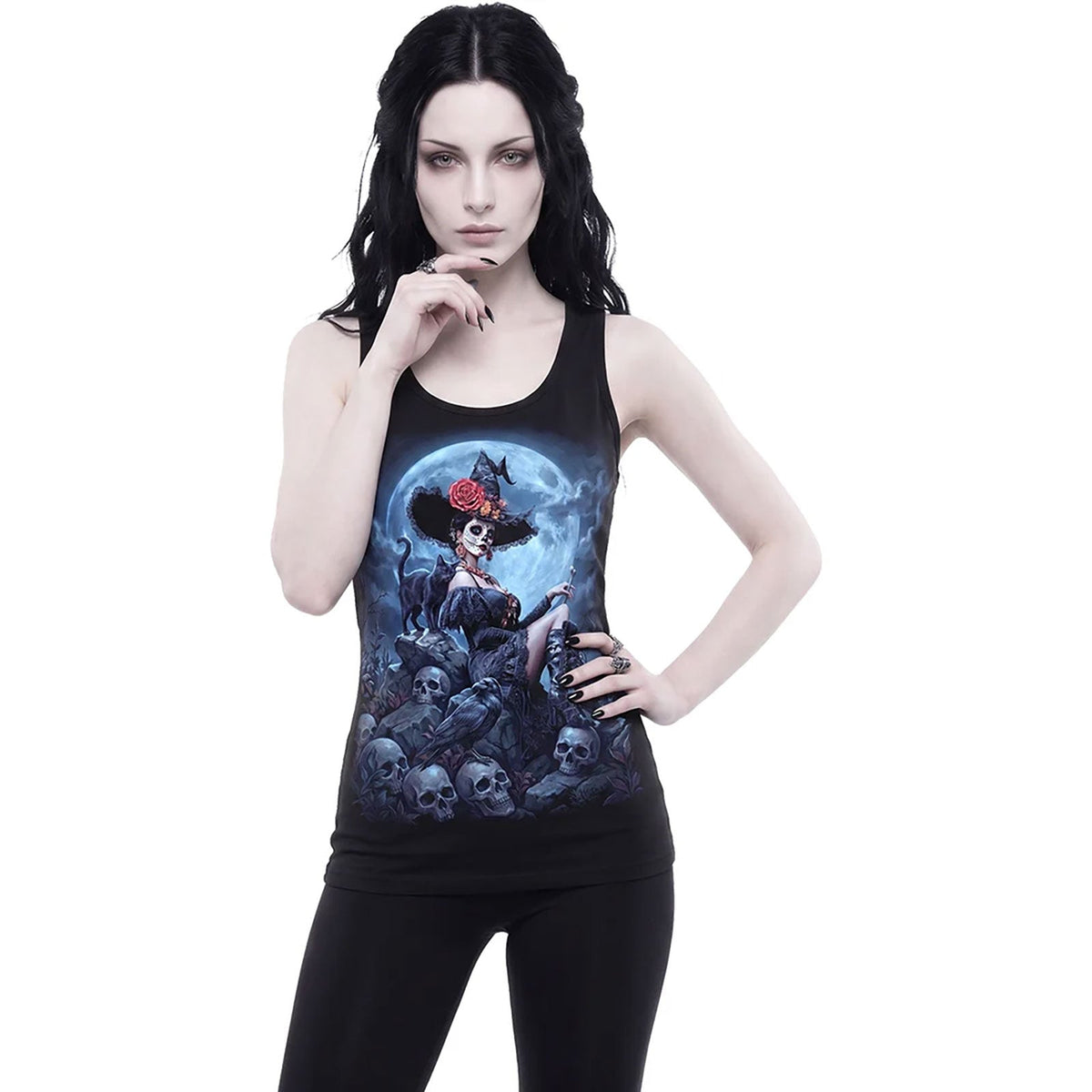 Spiral Ladies Vest T-Shirt: Night Of The Dead (Black) product image 2