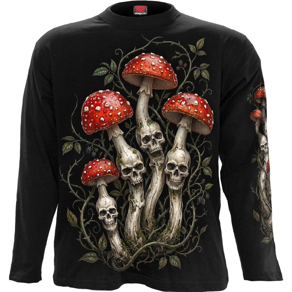 Spiral Long Sleeve T-Shirt: Shrooms (Black) (Back & Print) product image 3