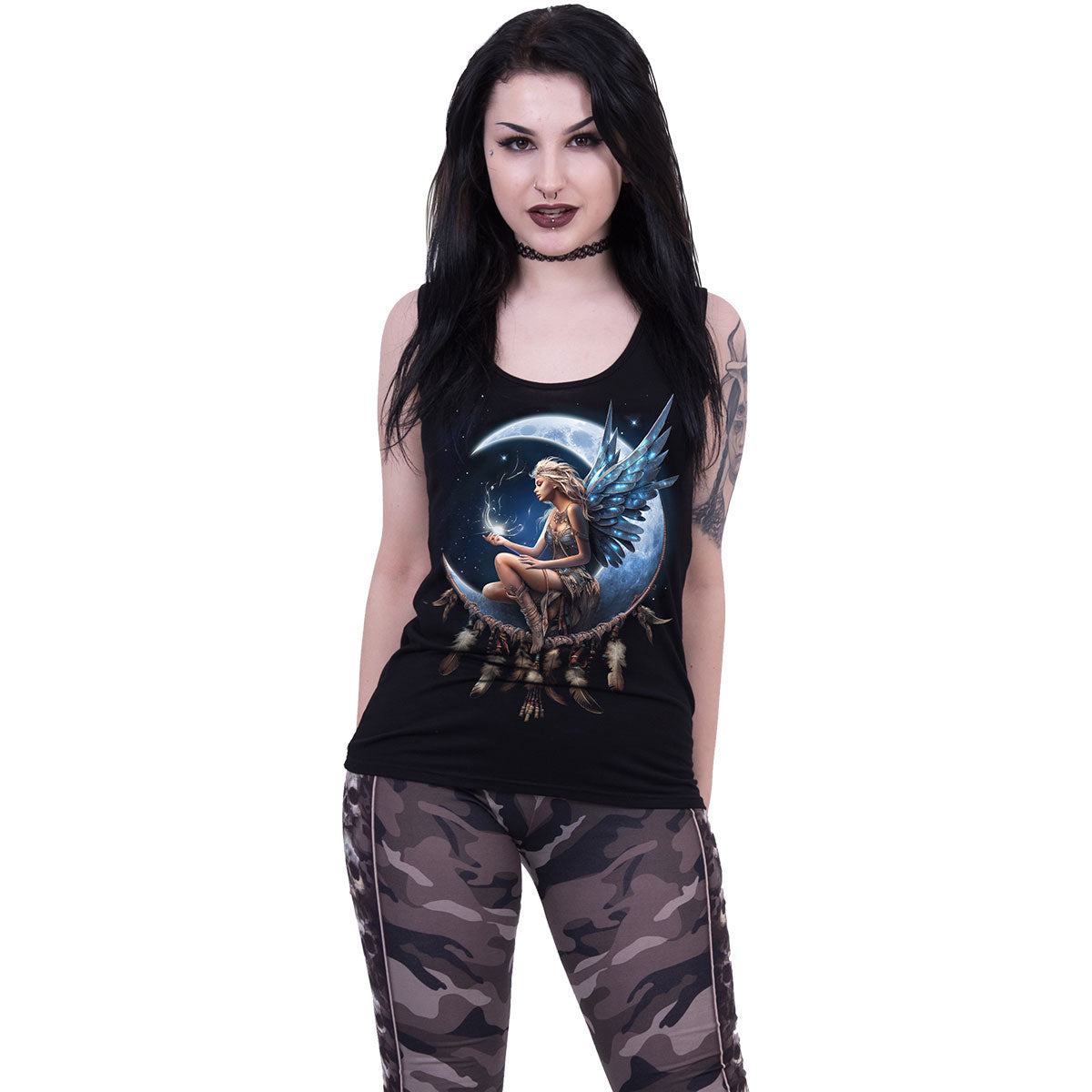 Spiral Ladies Razor Back Vest T-Shirt: Moon Fairy (Black) product image 2