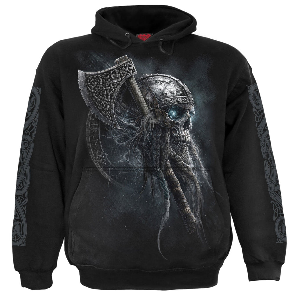 Spiral Pullover Hoodie: Viking Rampage (Black) (Back & product image 1