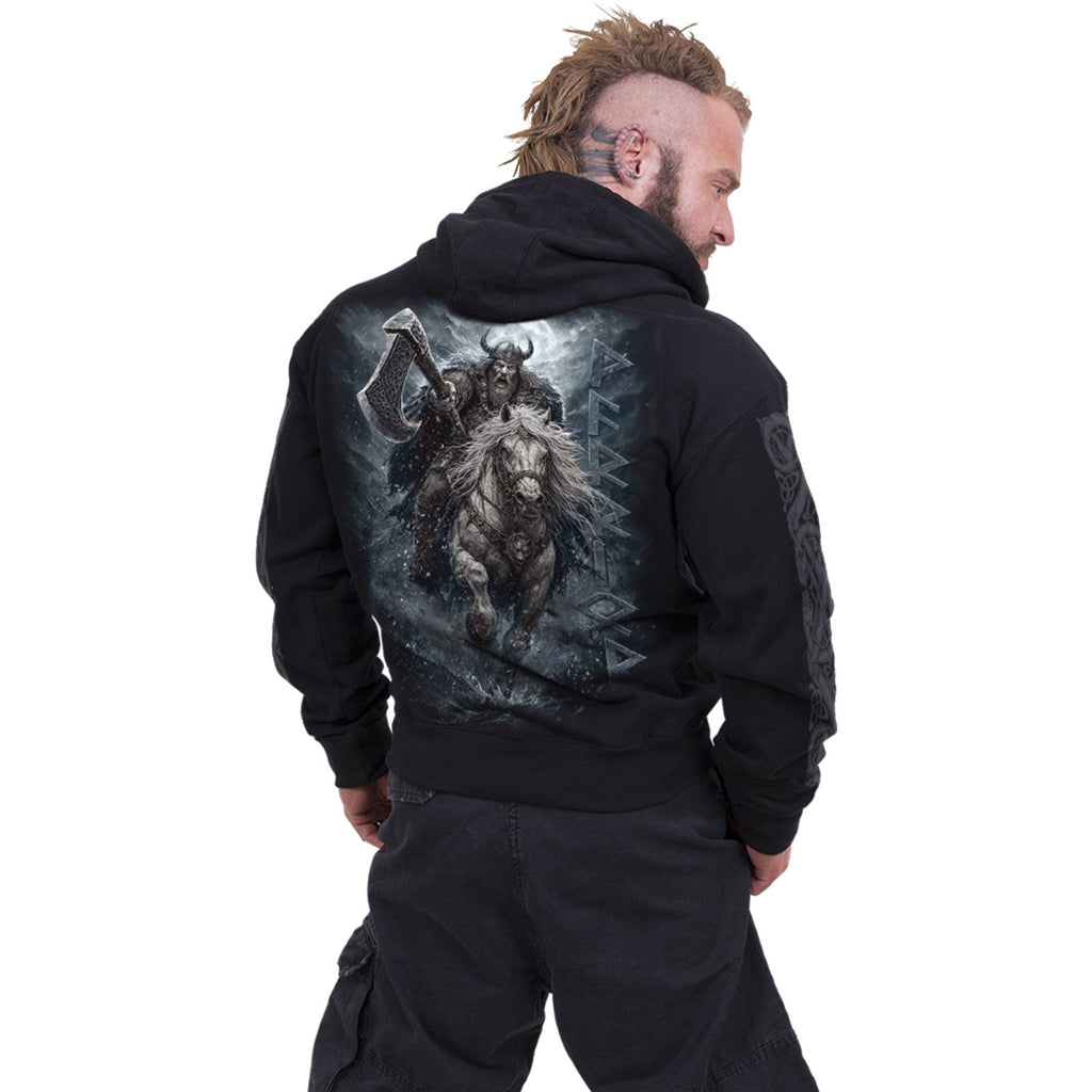 Spiral Pullover Hoodie: Viking Rampage (Black) (Back & product image 3
