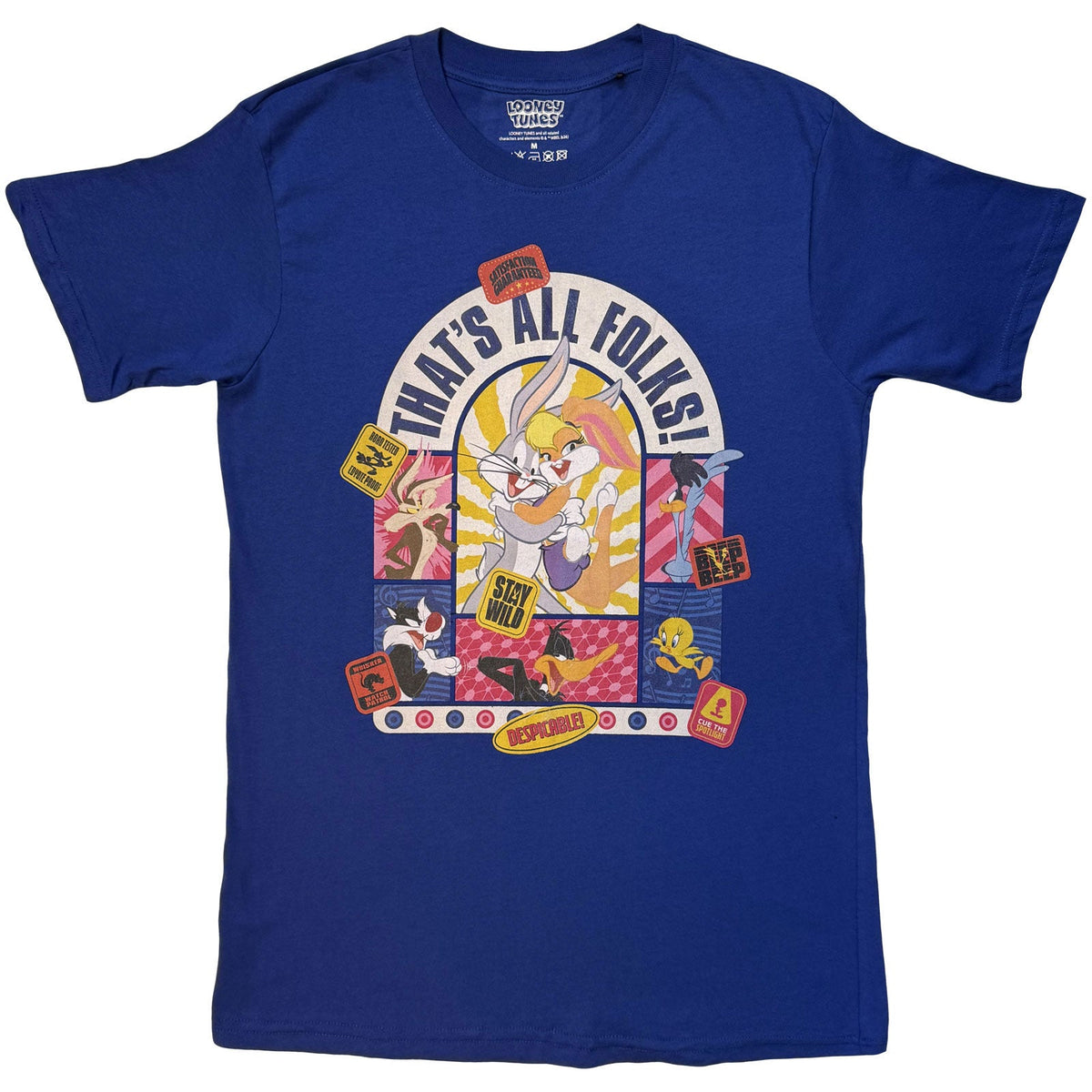 Looney Tunes T-Shirt: That's All Folks Cartoon Stamps (Navy product image 1