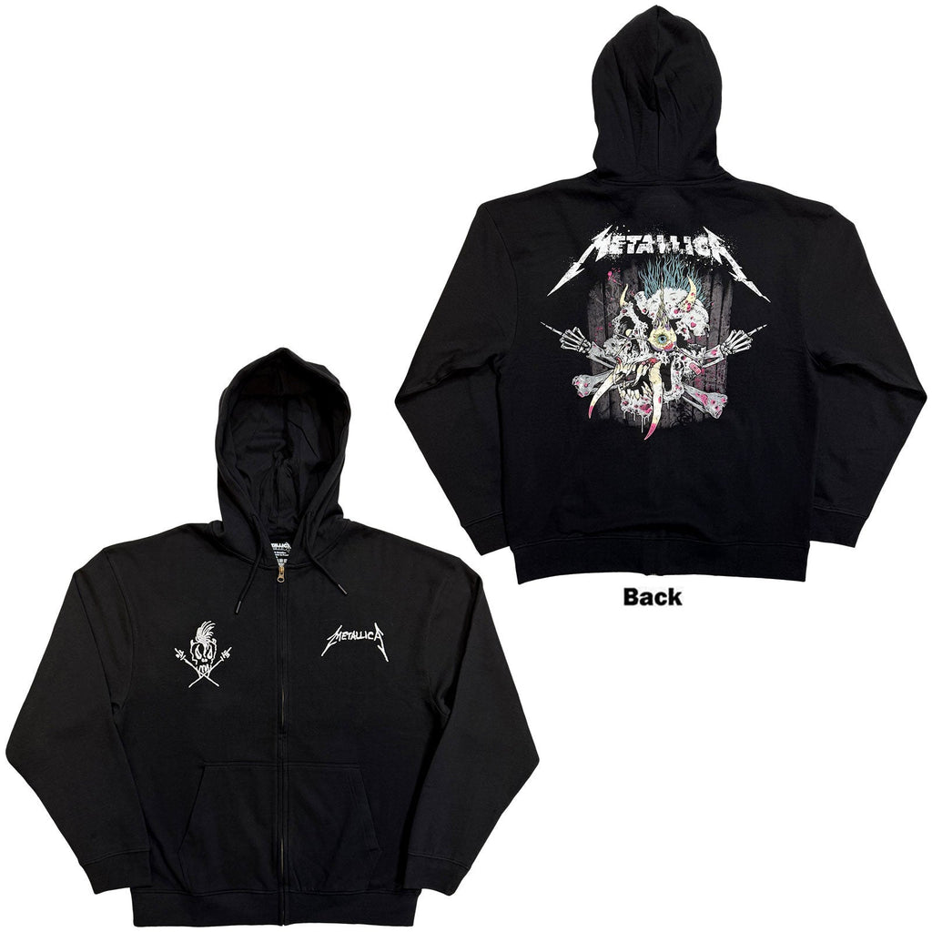 Metallica Zipped Hoodie: Scary Guy (Black) (Back Print) product image 1