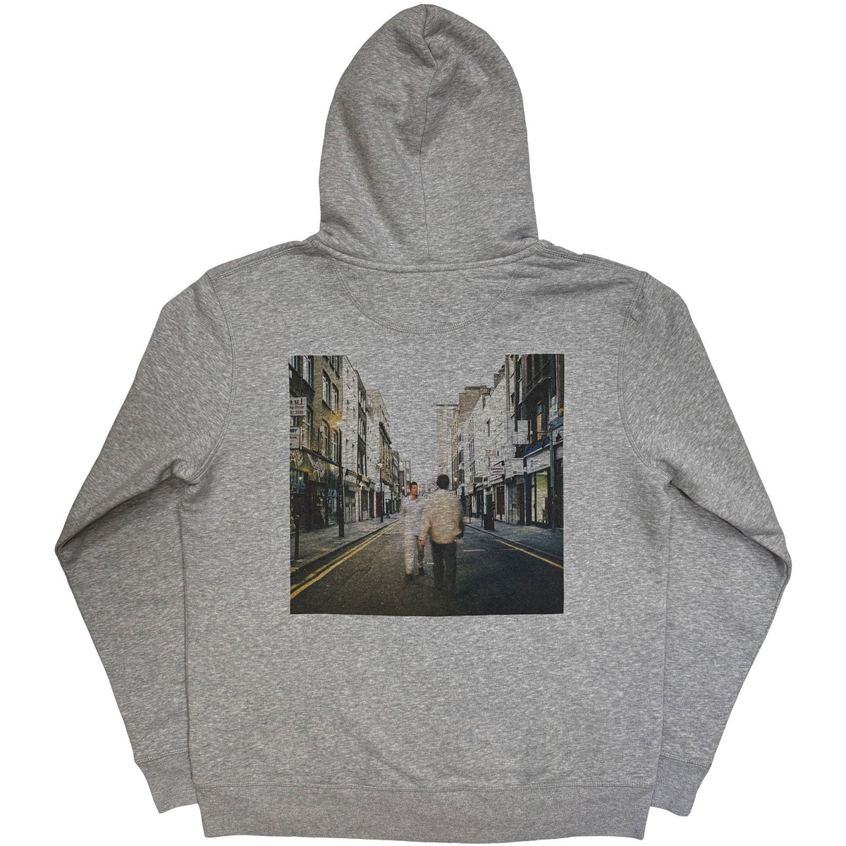 Oasis Zipped Hoodie: What's The Story Red Logo (Grey) (Back product image 2