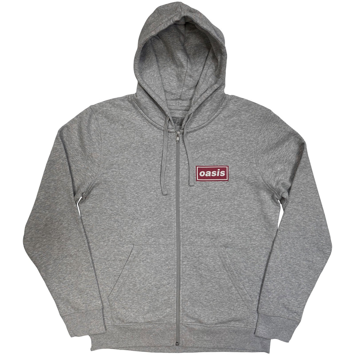 Oasis Zipped Hoodie: What's The Story Red Logo (Grey) (Back product image 3
