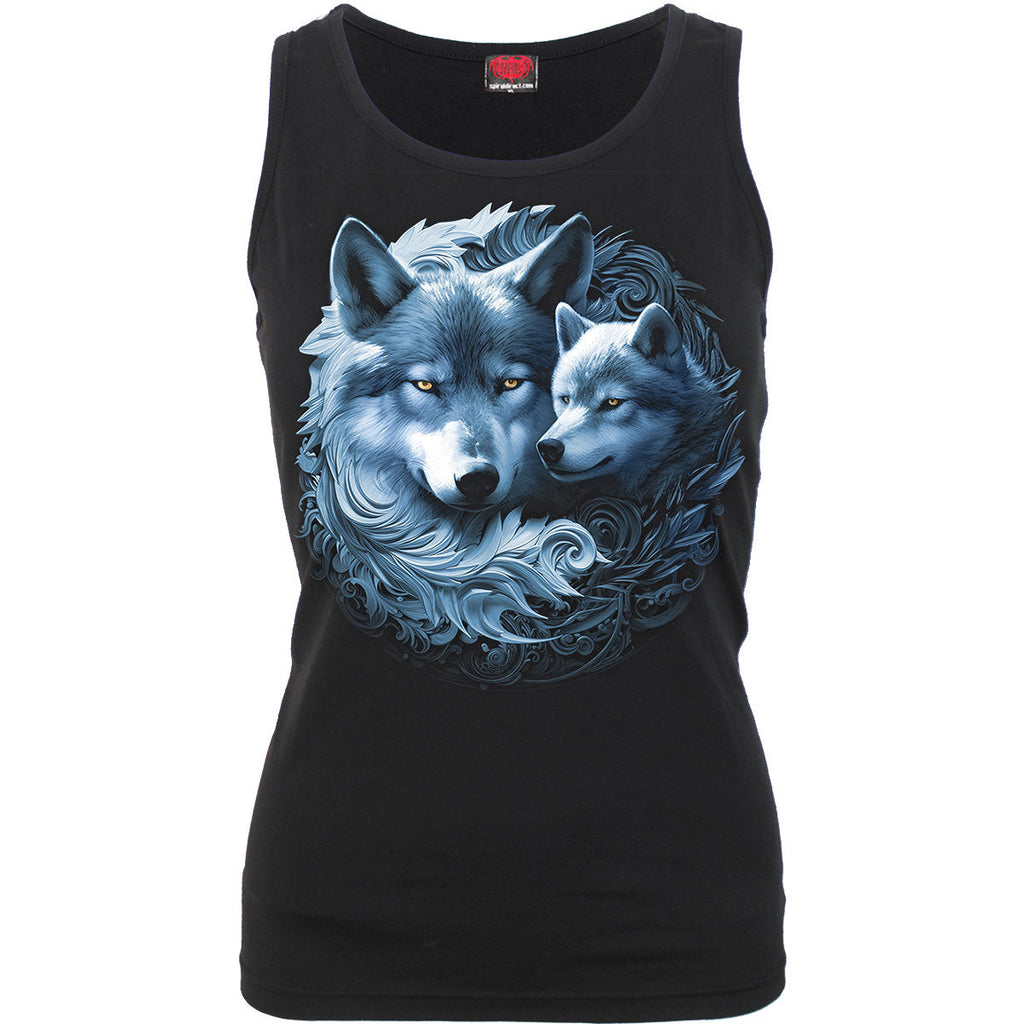 Spiral Ladies Razor Back Vest T-Shirt: Wolf Guardian (Black) product image 1