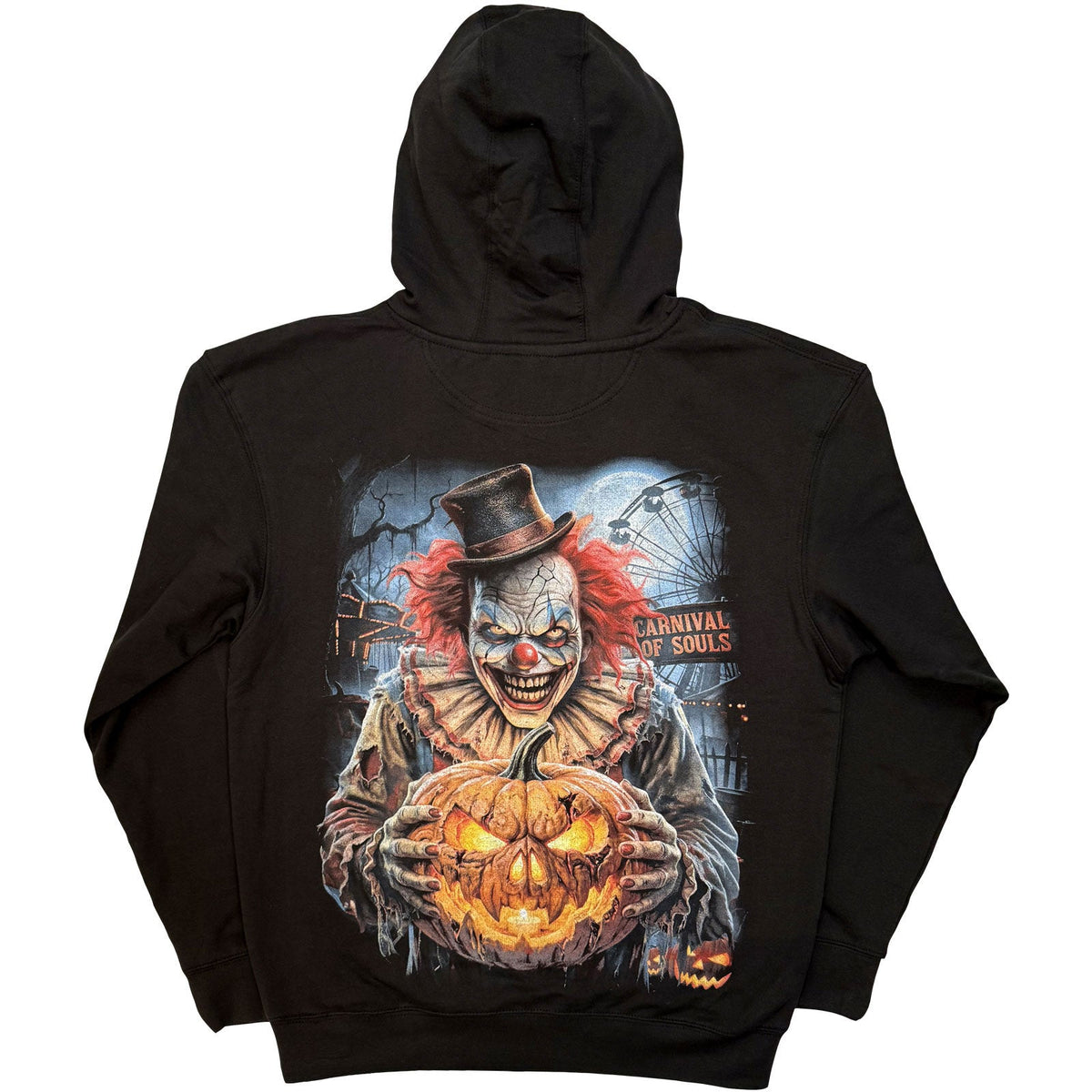 Spiral Pullover Hoodie: Carnival of Souls (Black) (Back & product image 2