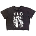 TLC Ladies Stone Wash Crop Top: Mono Group Photo (Charcoal Grey)
