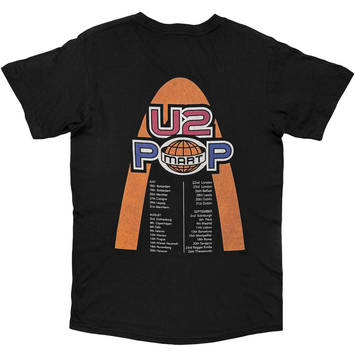 U2 T-Shirt: PopMart European Tour '97 (Black) (Back Print) product image 2